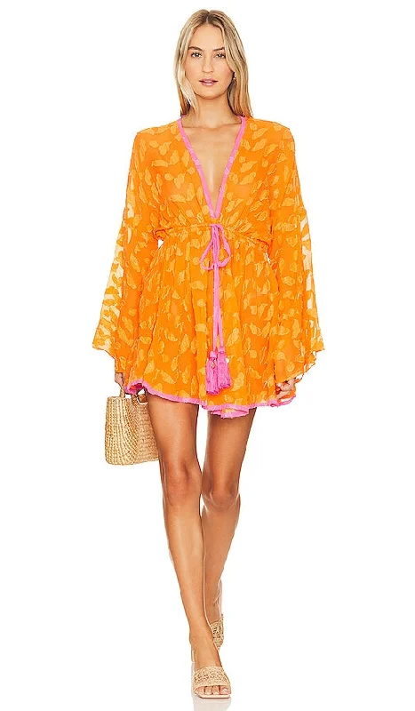 MILLY Cabana Olympia Jacquard Mini Dress in Orange Classic Striped Mini Dress