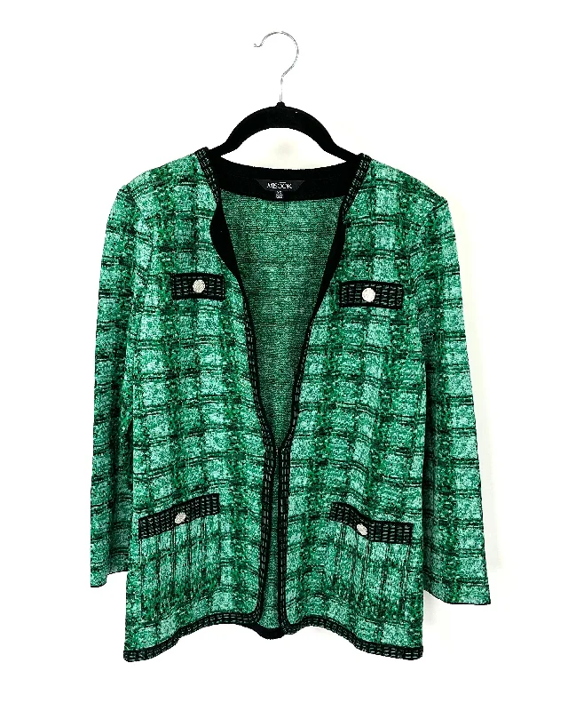 Green Abstract Jacket - Size 2-4 Striped Jacket Polka Dot Jacket Floral Jacket