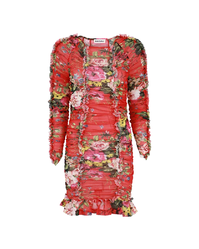 Harley Print Mesh Mini Dress Stylish Floral Print Mini Dress