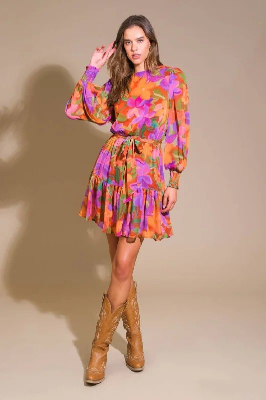 MUTED GARDEN WOVEN MINI DRESS Cozy Knitted Mini Dress