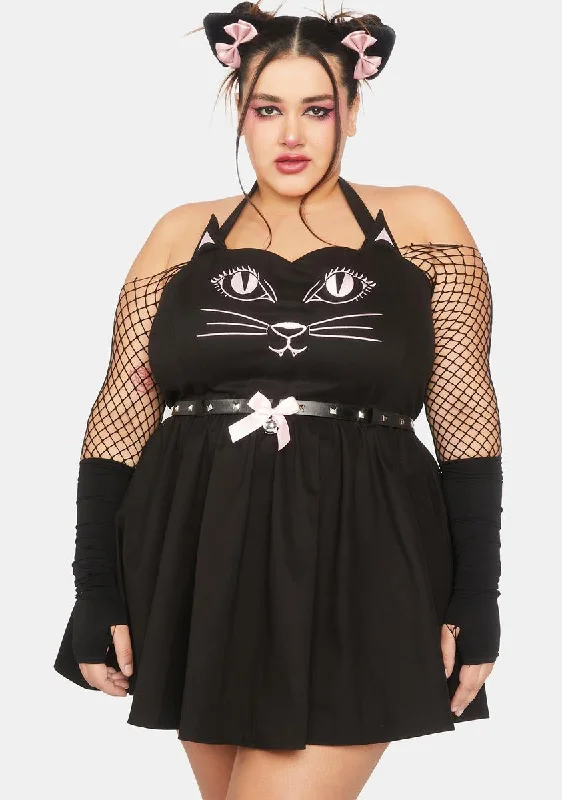 Plus Here Kitty Mini Dress Stylish Plaid Mini Dress