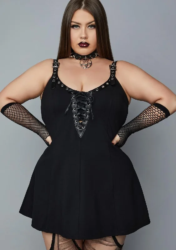 Plus Mortal Maven Mini Dress Casual High-Waist Mini Dress