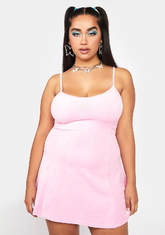 Plus Practicing Magic Velour Mini Dress Fashionable Lace-Trim Mini Dress