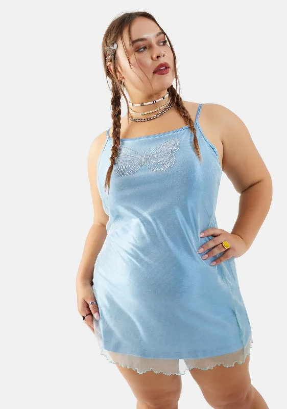 Plus Sparkling Skies Mesh Mini Dress Cozy Knitted Mini Dress