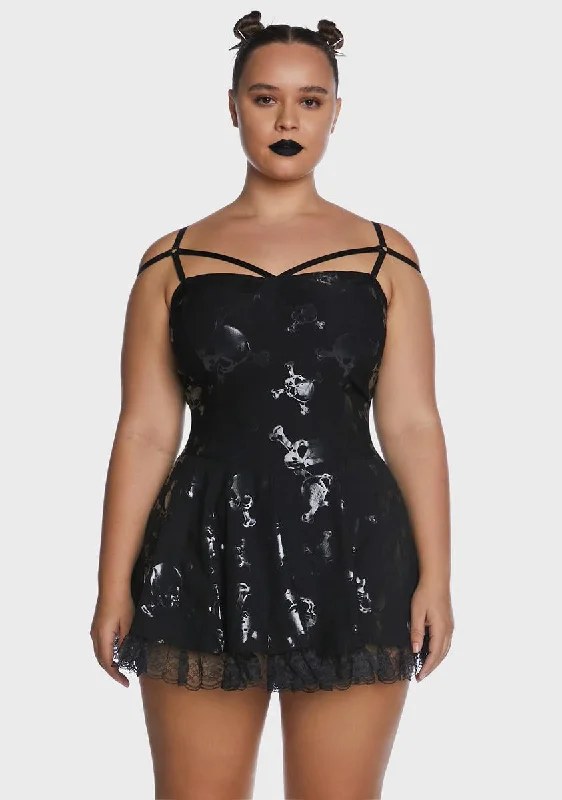 Plus Villain Era Mini Dress Elegant Lace-Up Mini Dress