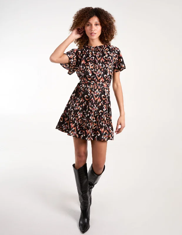 Raglan Frill Sleeve Mini Dress Elegant Lace Mini Dress