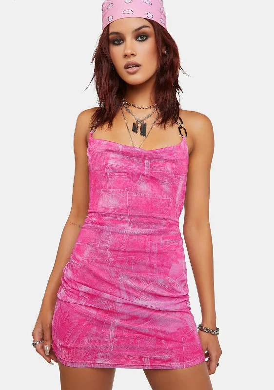 Record Breaker Mesh Mini Dress Elegant Mini Dress with Pleats