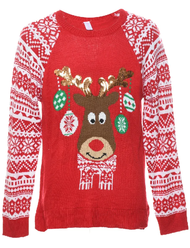 Reindeer Christmas Jumper - M Cotton Fabric Linen Fabric Terry Fabric
