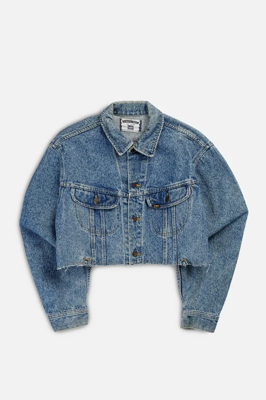 Rework Vintage Lee Crop Denim Jacket - L Zip Front Button Front Snap Front