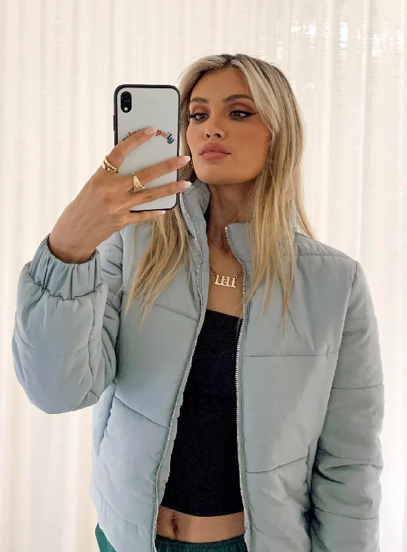 Scottie Puffer Jacket Blue Satin Jacket Silk Jacket Chiffon Jacket