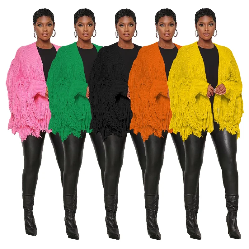 Solid Knitted Fringed Cropped Cardigan Jacket (CL11079) Print Jacket Jacquard Jacket Embroidered Jacket Solid Knitted Fringed Cropped Cardigan Jacket (CL11079) Print Jacket Jacquard Jacket Embroidered Jacket
