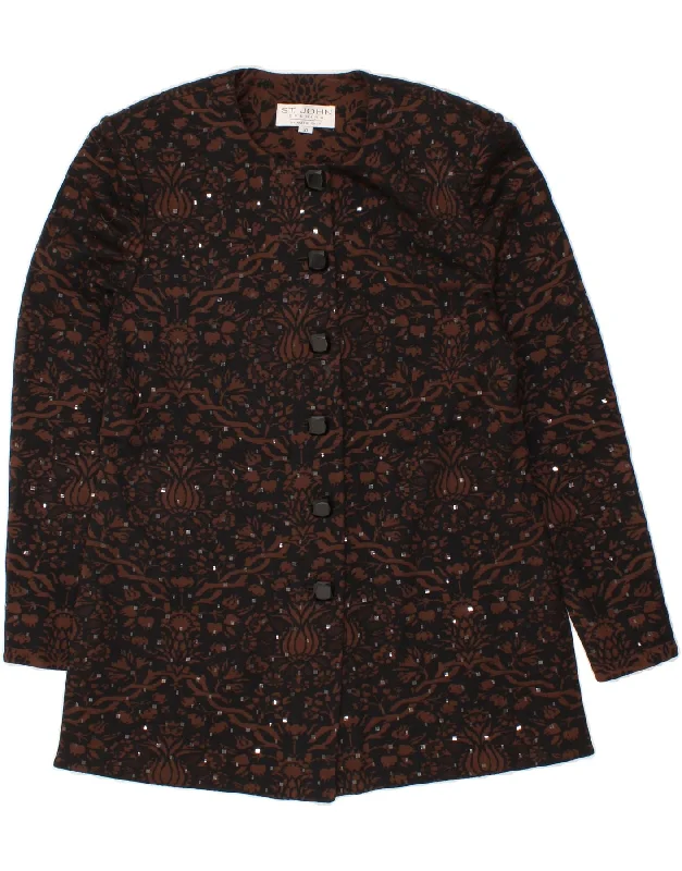 ST. JOHN COLLECTION BY MARIE GRAY Womens Blazer Jacket UK 10 Small Brown Tiered Jacket Buttoned Jacket Zippered Jacket ST. JOHN COLLECTION BY MARIE GRAY Womens Blazer Jacket UK 10 Small Brown Tiered Jacket Buttoned Jacket Zippered Jacket