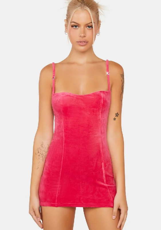 Starlet Moments Velour Mini Dress Elegant Vintage Mini Dress
