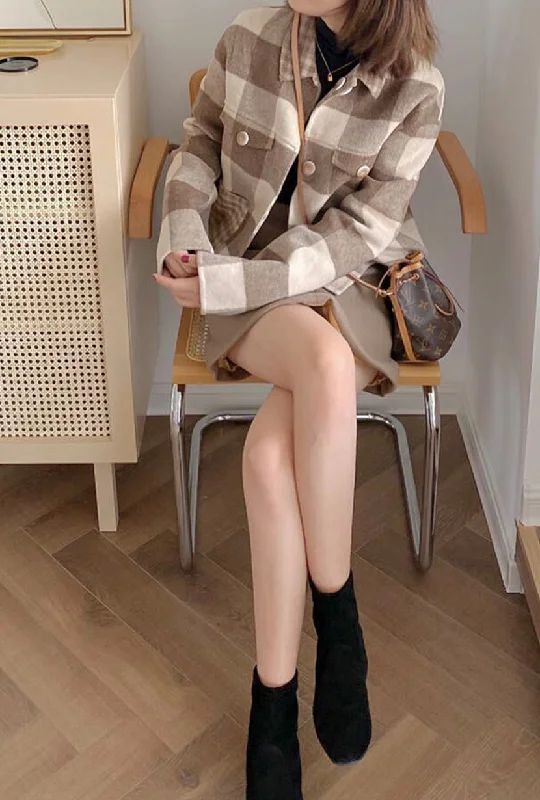 Stockholm Wool Jacket - Chocolate Boat Neck Shawl Collar Notched Collar