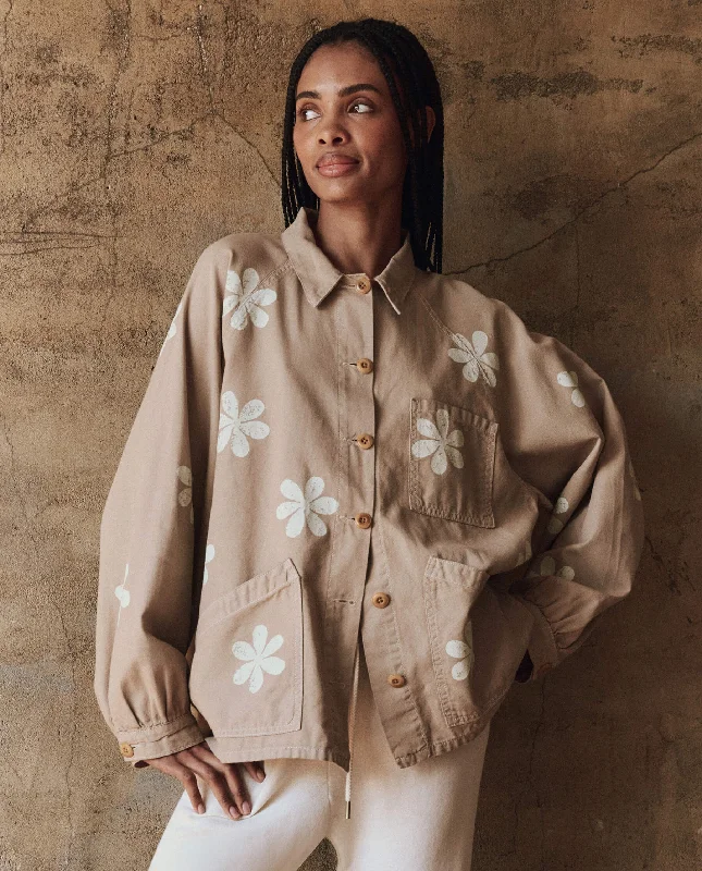 The Commodore Jacket with Daisy Stamp. -- Khaki with Daisy Stamp Front Pockets Side Pockets Patch Pockets The Commodore Jacket with Daisy Stamp. -- Khaki with Daisy Stamp Front Pockets Side Pockets Patch Pockets