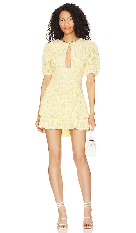 Tularosa Guinevere Mini Dress in Yellow Cozy Ruched Mini Dress