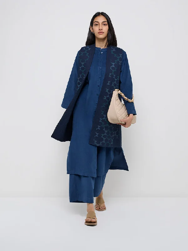 Utsa Navy Abstract Design Quilted Cotton Jacket V-Neck Jacket Boat Neck Jacket Square Neck Jacket Utsa Navy Abstract Design Quilted Cotton Jacket V-Neck Jacket Boat Neck Jacket Square Neck Jacket