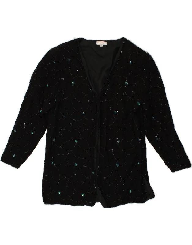VINTAGE Womens Blazer Jacket UK 14 Medium Black Viscose Satin Jacket Silk Jacket Chiffon Jacket VINTAGE Womens Blazer Jacket UK 14 Medium Black Viscose Satin Jacket Silk Jacket Chiffon Jacket