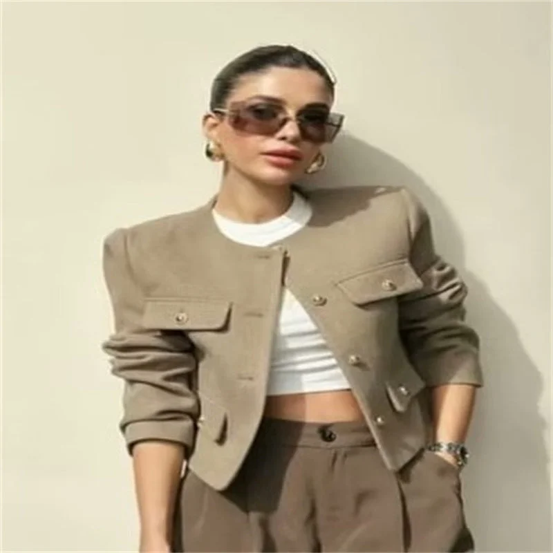 Vireous Classic-Style Button Decoration Women's Business Jacket Zip Front Button Front Snap Front Vireous Classic-Style Button Decoration Women's Business Jacket Zip Front Button Front Snap Front