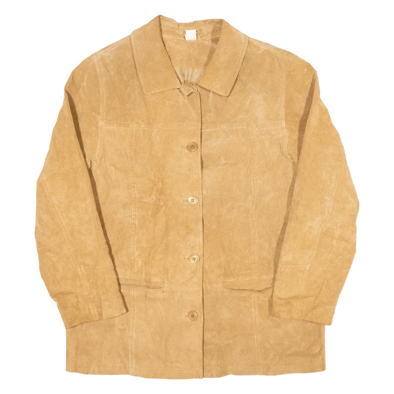 Womens Overcoat Jacket Beige Leather UK 16 Collared Jacket Crew Neck Jacket Turtle Neck Jacket Womens Overcoat Jacket Beige Leather UK 16 Collared Jacket Crew Neck Jacket Turtle Neck Jacket