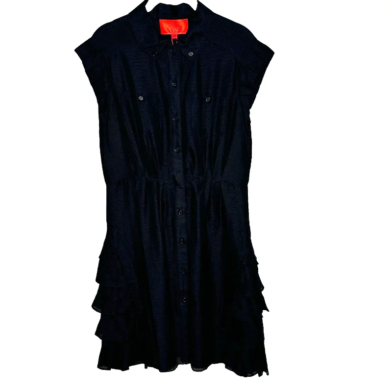 ZAC POSEN Black Ruffle Collared Button Front Mini Dress Size 6 NEW $390 Elegant Floral-Print Mini Dress