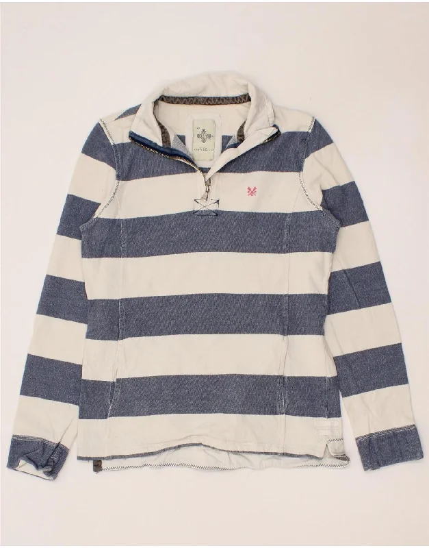 CREW CLOTHING Womens Sweatshirt Jumper UK 10 Small Off White Striped Hoodie with Elastic Waist Stretchable Comfortable CREW CLOTHING Womens Sweatshirt Jumper UK 10 Small Off White Striped Hoodie with Elastic Waist Stretchable Comfortable
