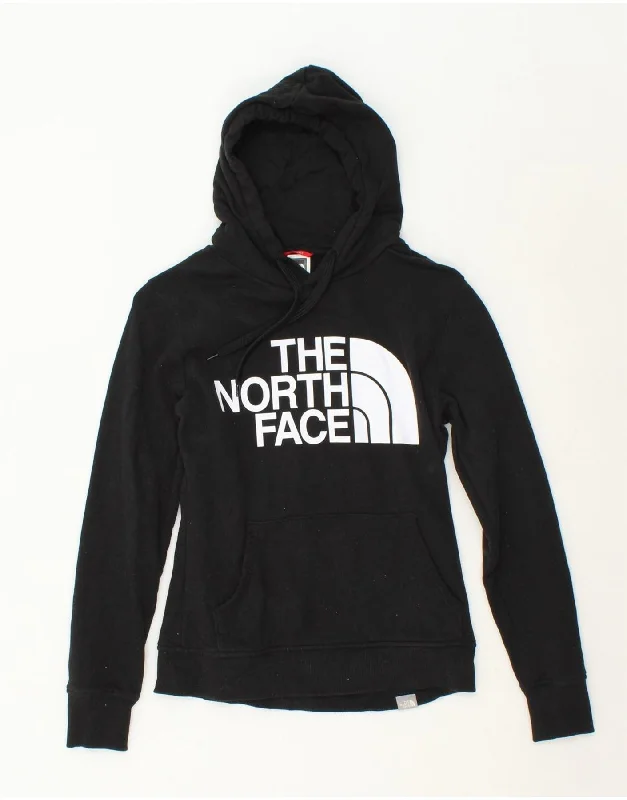 THE NORTH FACE Womens Graphic Hoodie Jumper UK 10 Small Black Cotton Hoodie with Hem Embroidery Detailed Premium THE NORTH FACE Womens Graphic Hoodie Jumper UK 10 Small Black Cotton Hoodie with Hem Embroidery Detailed Premium