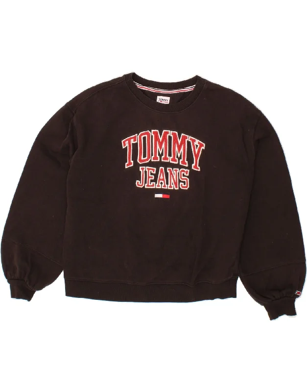 TOMMY HILFIGER Womens Oversized Sweatshirt Jumper UK 10 Small Black Hoodie with V-Neck Classic Versatile TOMMY HILFIGER Womens Oversized Sweatshirt Jumper UK 10 Small Black Hoodie with V-Neck Classic Versatile