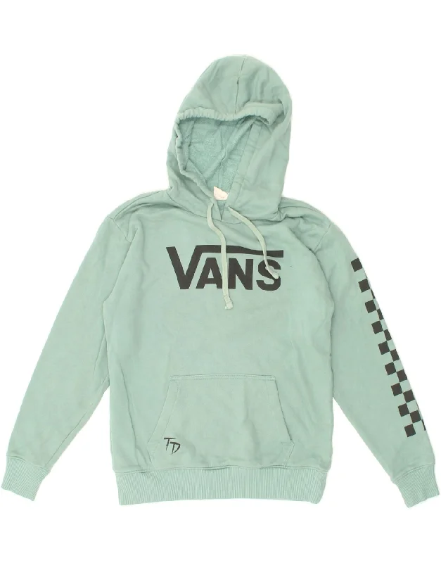 VANS Womens Oversized Graphic Hoodie Jumper UK 6 XS Turquoise Cotton Hoodie with Illustration Artistic Creative VANS Womens Oversized Graphic Hoodie Jumper UK 6 XS Turquoise Cotton Hoodie with Illustration Artistic Creative