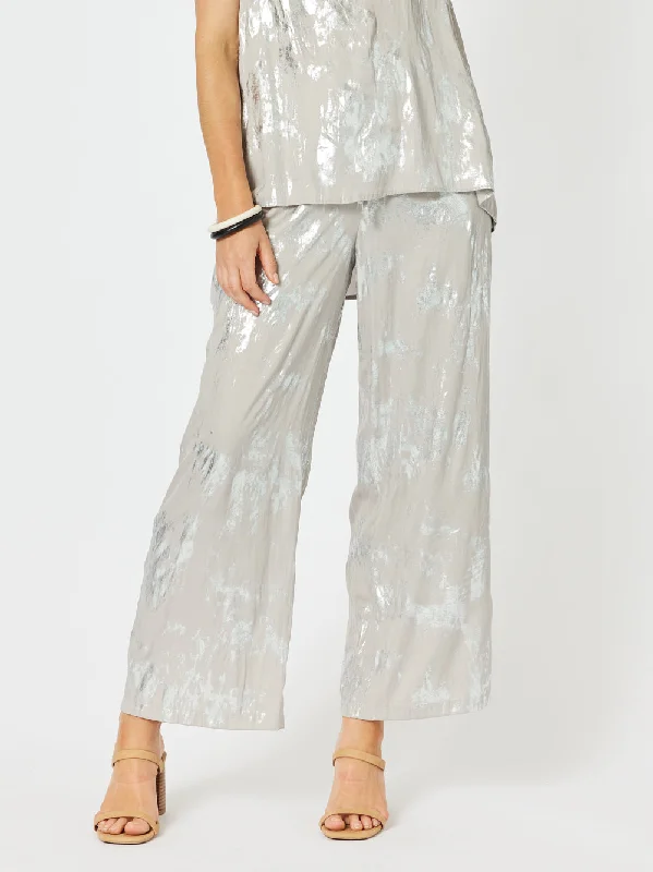 Champagne Foil Wide Leg Pant - Champagne Chic Faux Leather Pants