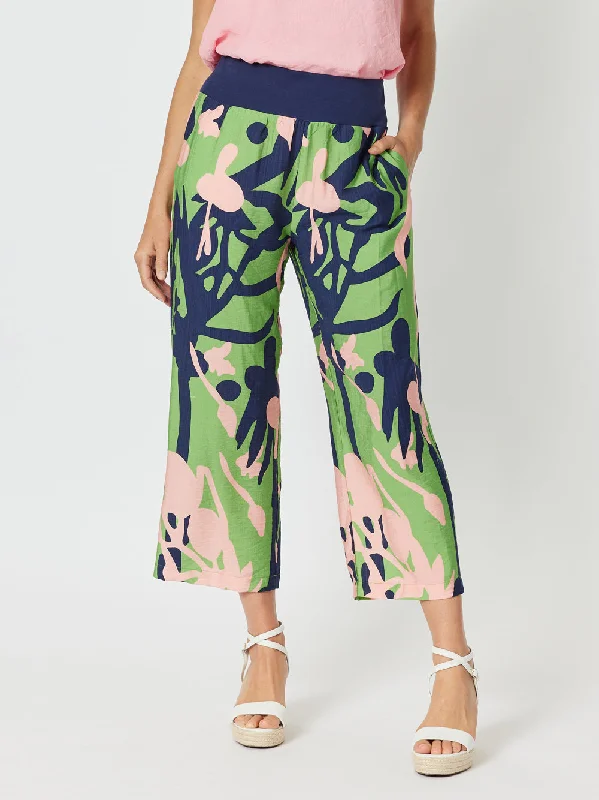 Como Wide Leg Print Pant - Green Chic Capri Pants