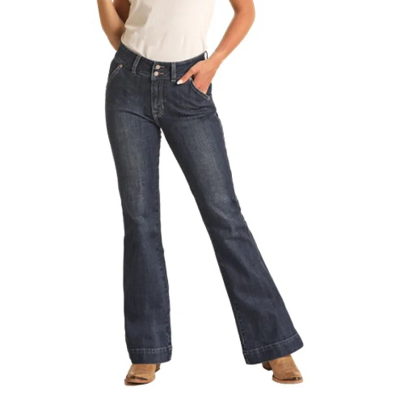 Rock & Roll Cowgirl High Rise Dark Trouser Jeans Classic Slim Fit Jeans