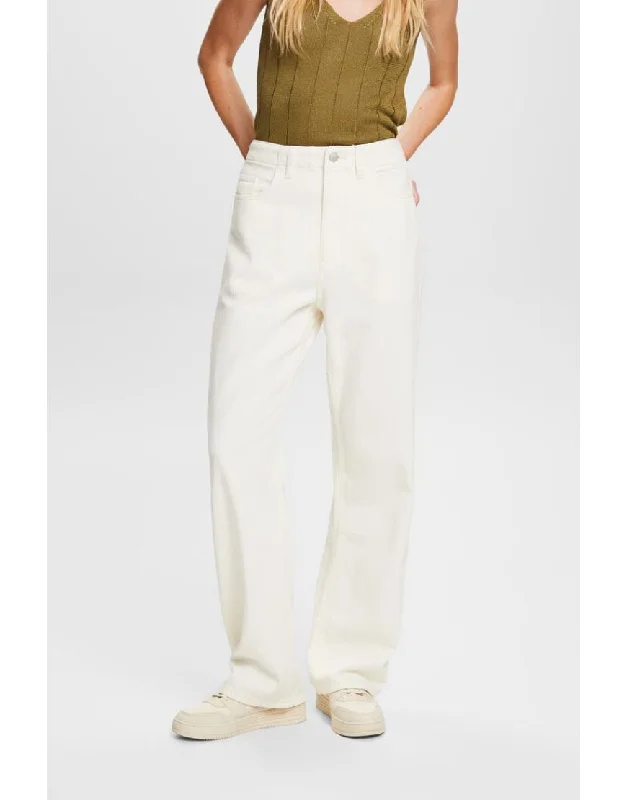 Wide leg twill Pants White Comfortable Jogger Trousers