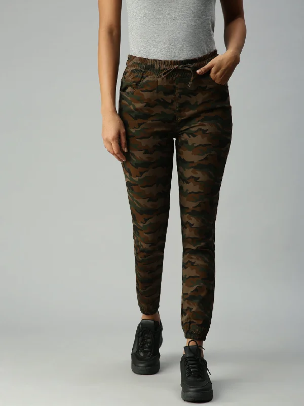 Women Solid Olive Jogger Denim Jeans-LTJO146-Olive Stylish Cargo Style Jeans