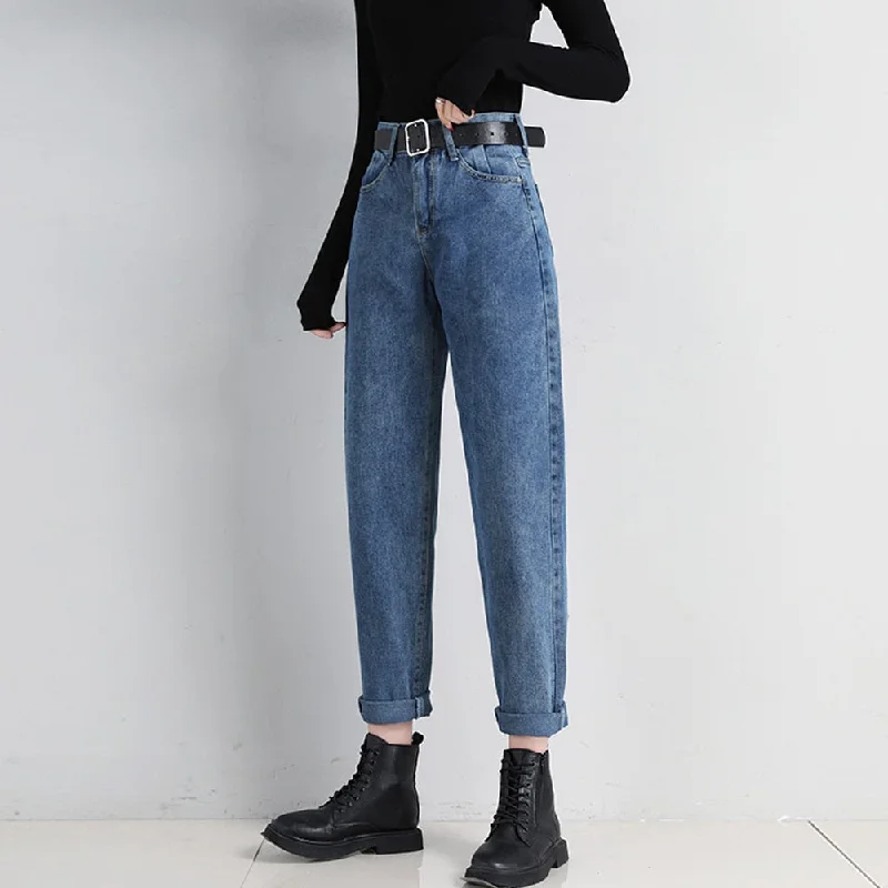 Mom Jeans Women's Plus Size Loose High Waist Denim Pants Vintage BF Style Elegant Raw Hem Jeans Mom Jeans Women's Plus Size Loose High Waist Denim Pants Vintage BF Style Elegant Raw Hem Jeans