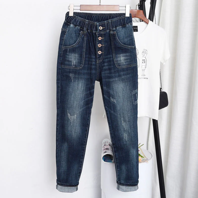 5XL High Waist Jeans Women Vintage Plus Size Jeans Femme Harem Pants Loose Trendy Vintage Denim Jeans