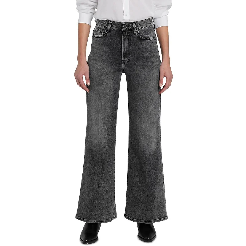 7 For All Mankind Womens Jo Ultra High Rise Dark Wash Wide Leg Jeans Comfortable Full-Length Denim Jeans