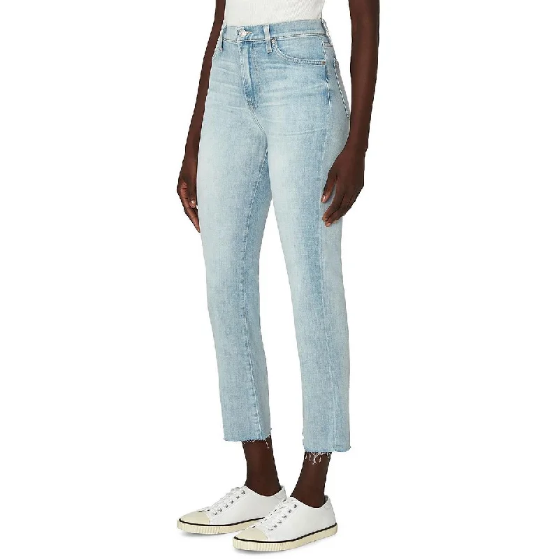 7 For All Mankind Womens Light Wash Raw Hem Slim Jeans Fashionable Vintage Wash Jeans