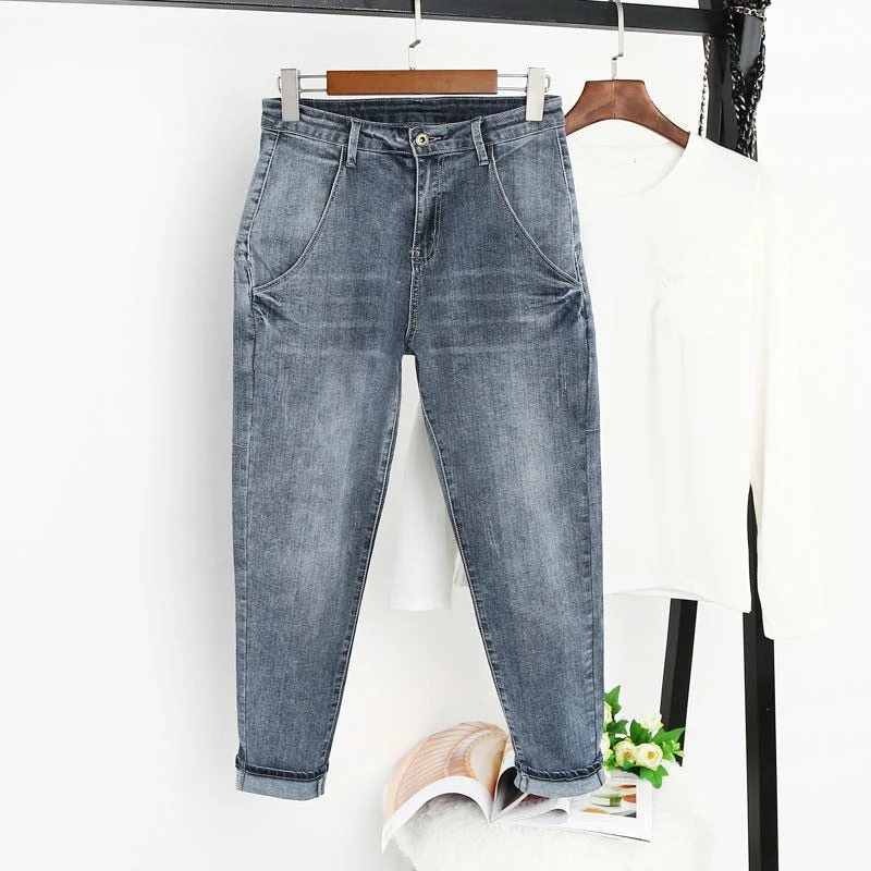 8XL Jeans Women With High Waist Harem Pants Casual Boyfriend Jeans Female Fashionable Relaxed Fit Denim
