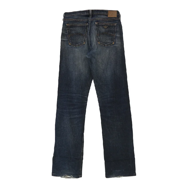 Armani Jeans Jeans - 28W UK 8 Blue Cotton Blend Comfortable Flare Leg Jeans