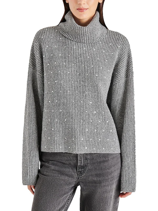 Astro Womens Heathered Long Sleeve Turtleneck Sweater Fitted Loose Oversized