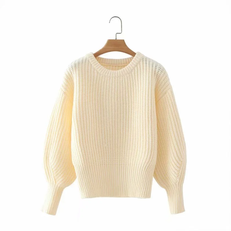 Autumn winter new fund languid loose round neck bubble sleeve knit sweater 1362 Thin Thick Dense Autumn winter new fund languid loose round neck bubble sleeve knit sweater 1362 Thin Thick Dense
