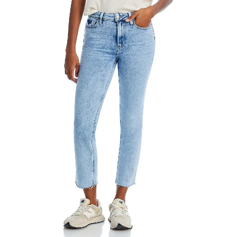 Cindy Womens High Rise Light Wash Cropped Jeans Comfortable Low-Rise Jeans