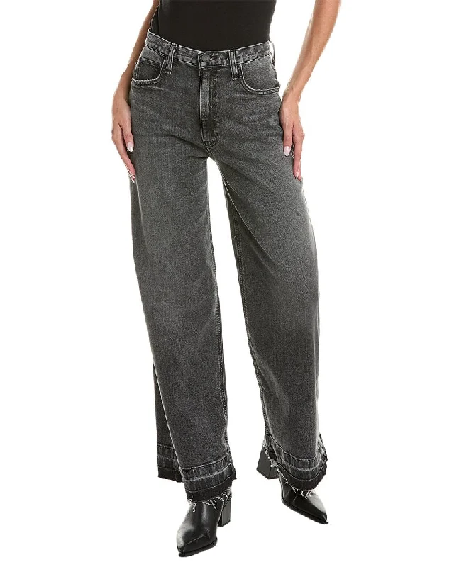 Hudson Jeans James High-Rise Black Smoke Wide Leg Jean Stylish Relaxed Fit Skinny Jeans