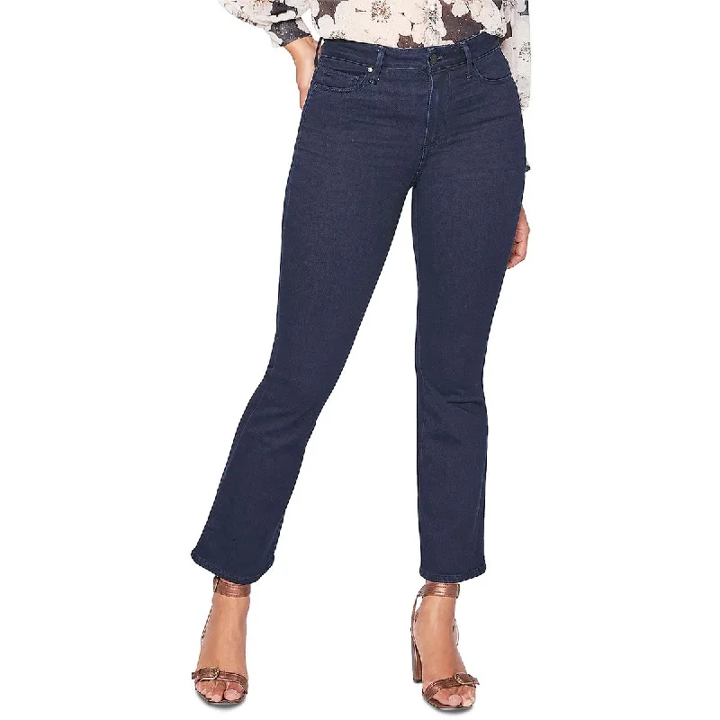 Claudine Womens High Rise Dark Wash Flared Jeans Comfortable Zip-Up Skinny Jeans
