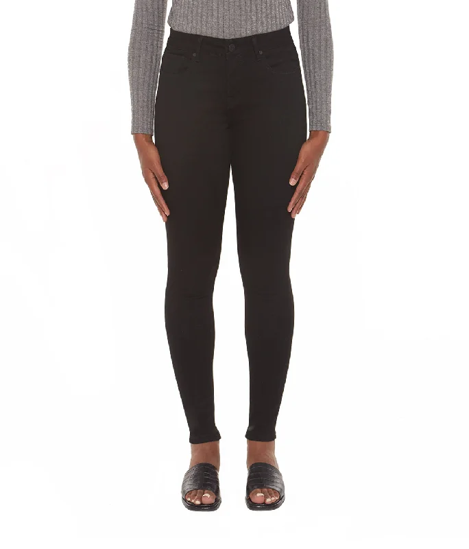 Blair-BLK Mid-Rise Skinny Jeans Comfortable Straight-Legged Denim