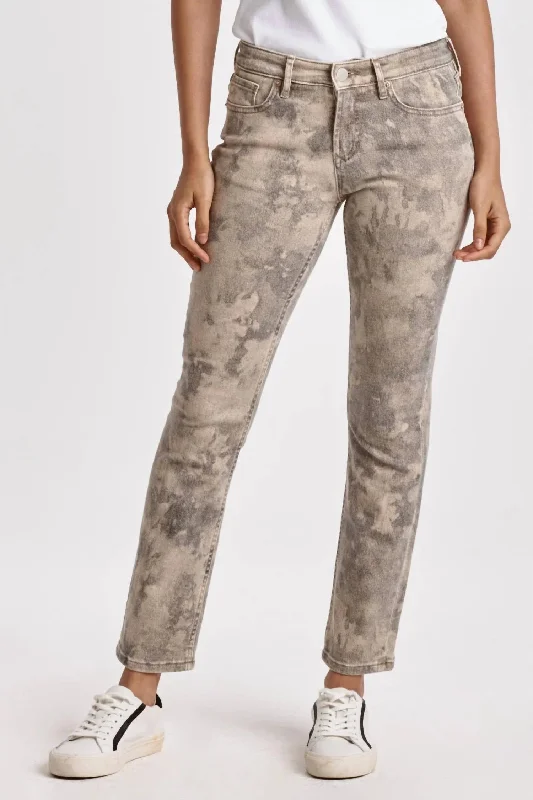 Blaire High Rise Slim Jean In Multi Print Fashionable Raw Hem Bootcut Jeans