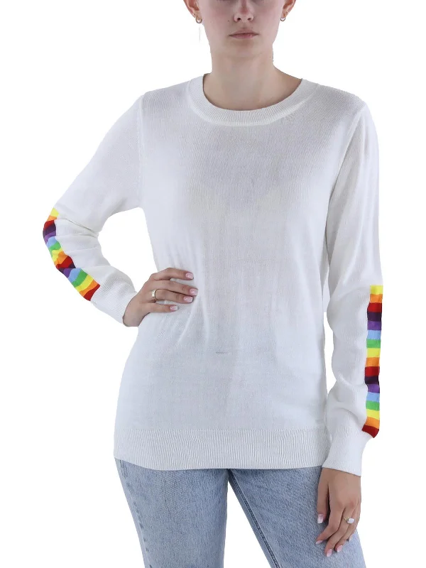 Calistoga Womens Crewneck Ribbed Pullover Sweater Chenille Brocade Lace