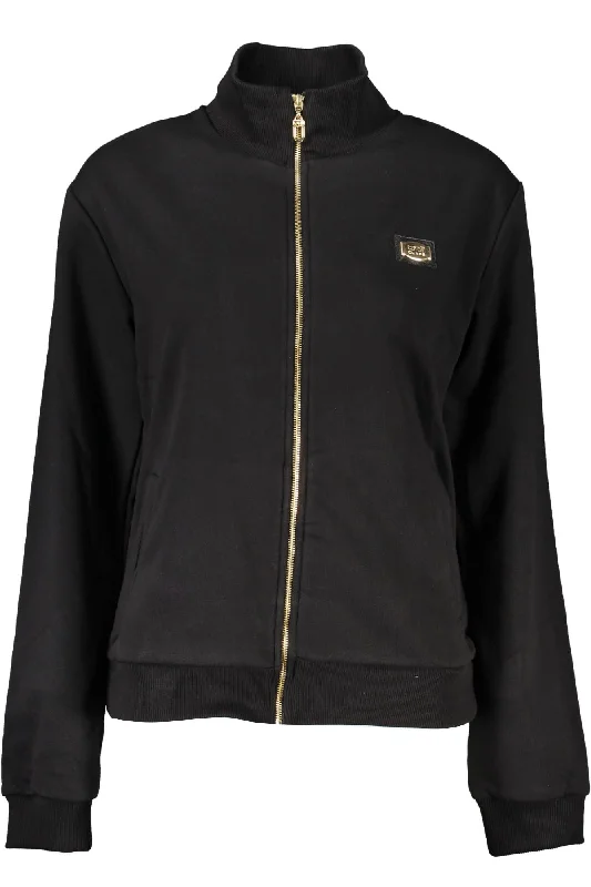 Cavalli Class Elegant Brushed Zip Sweater with Chic Women's Detailing Denim Fabric Leather Fabric Suede Fabric Cavalli Class Elegant Brushed Zip Sweater with Chic Women's Detailing Denim Fabric Leather Fabric Suede Fabric