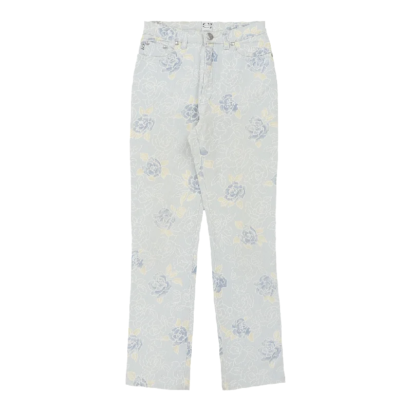 Cavalli Jeans - 26W UK 6 Blue Cotton Comfortable Distressed Straight-Leg Jeans